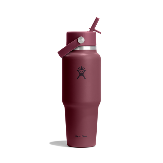 32oz (946mL) Wide Mouth Flex Straw Travel Bottle - Burgundy